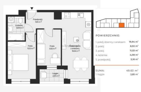 Nowe 3-pokoje 49,62 m2 Mistrzejowice Balkon SKA 8 min do Centrum...
