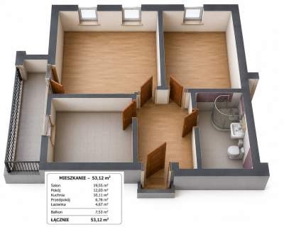 Mieszkanie na sprzedaż, 53,12 m2, Oława