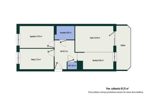 Zielonka 3-pokoje, ostatnie piętro, loggia 15 m 