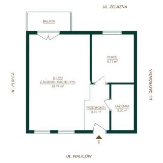 Wola/Śródmieście 2 pokoje Balkon