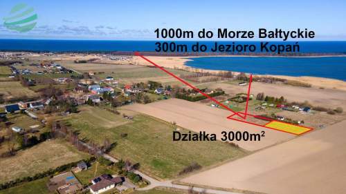 Działka 3000 m nad morzem 1000 m do plaży Kop