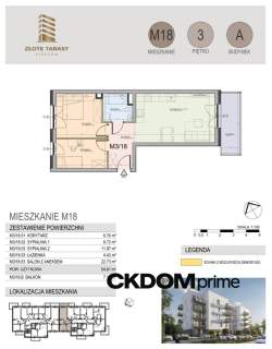 M18 54,61 m 3 pokoje balkon 3 piętro