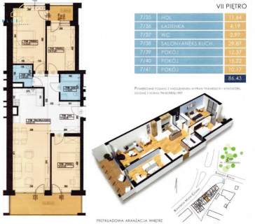 Prestiżowy apartament 86 m - 7. piętro 2 balkon