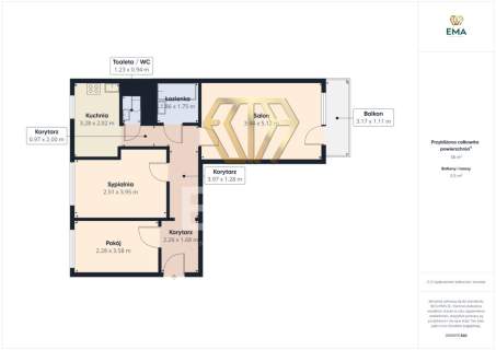 3 pokoje na parterze Balkon Wrzosowiak 59 m 