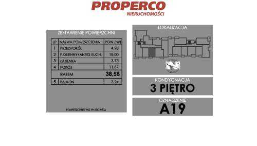 Mieszkanie 2 pok., 38,58 m2, ul. Żeromskiego