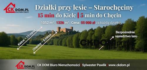 Działki przy lesie   15 min do Kielc