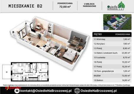 Nowe mieszkanie na sprzedaż 72m2 z dużym balkonem, Hanulin