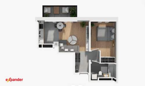 2-pokojowe mieszkanie z balkonem 40,19 m V p