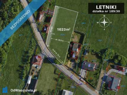 Działka 1623 m Letniki - WZ, media, asfalt, sklep i autobus 150...