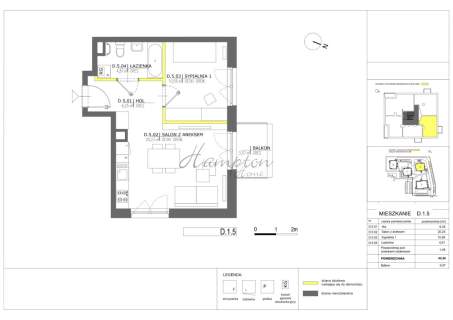 Nowoczesny Apartament 43,34 m 2 Pokoje Balkon