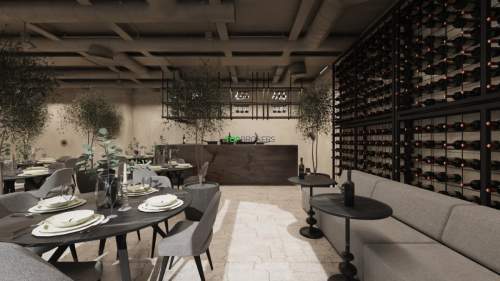 Lokal gastronomiczny w biurowcu, ogródek