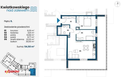 3 pokoje, piękny balkon 30m2, jedyne takie 