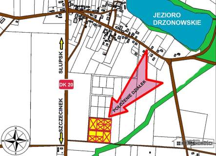 Działki budowlane na skraju wsi, w pobliżu jezior.