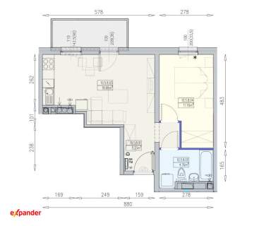 2-pokojowe mieszkanie z balkonem 40,19 m V p