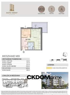 M09 32,53 m 2 pokoje balkon 1 piętro