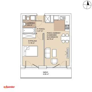  Gotowe do zamieszkania 2 pokoje Duży balkon 