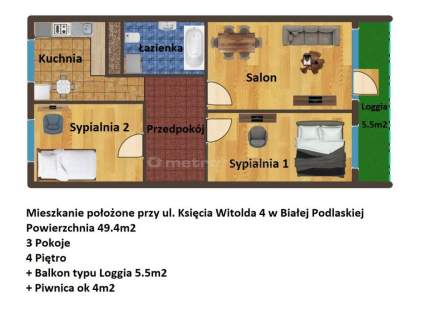  REZERWACJA Mieszkanie 49.4m2 - 3 pokoje