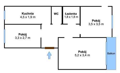 2 piętro, duży balkon, dwustronne, 3 pokoje