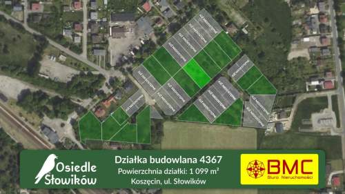 Działka budowlana Koszęcin 1099m2 Słowików