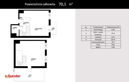 Nowoczesny loft z tarasem 20m i antresolą od ręki