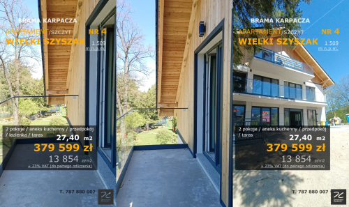 Wielki Szyszak BRAMA KARPACZA 2 pokoje , ROI netto 6,37