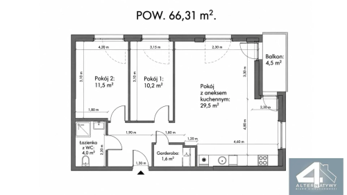 Moderna 3 pokoje 66,34m 1piętro Piotrków Tryb