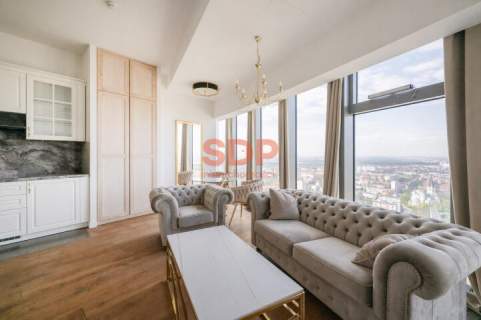 Apartament w stylu glamour na 28. piętrze z widokiem na Wrocław