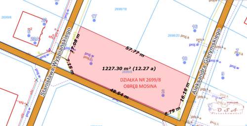Działka inwestycyjna Mosina MPZP 1228 m 