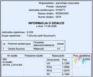 Działka rolna Różnowo 4,05 ha
