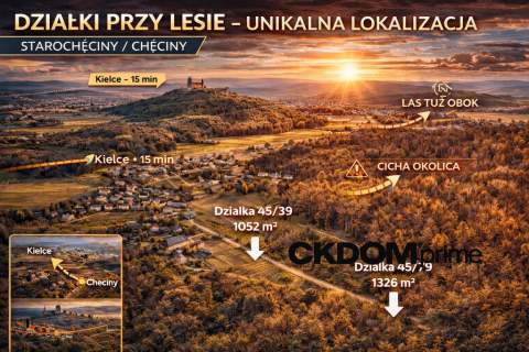 Działki przy lesie   15 min do Kielc