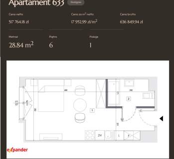 Apartament inwestycyjny w systemie 30/70 na 6 pięt