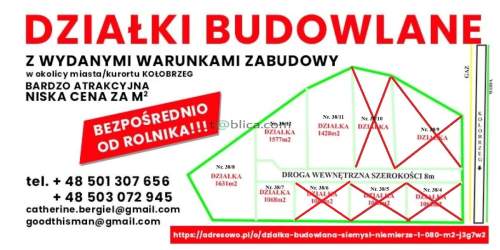 OKAZJA/TANIO-Działki od 1070 do 1750m2 w pobliżu m.Kołobrzeg