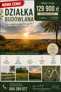 DZIAŁKA BUDOWLANA 1005 m WĘGROWO k. GRUDZIĄDZA