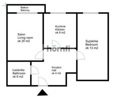 2 pokoje 50,7 m Balkon Widok na Warszawę