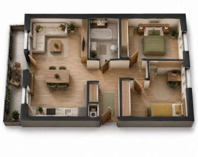 Ostatnie Takie Mieszkanie 3 pokoje 61,87m2, balkon