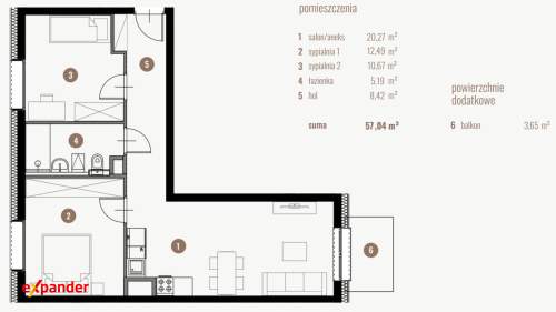 Przestronne 3 pokoje 57 m   bez prowizji