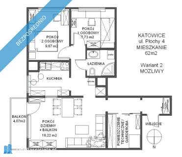 Mieszkanie 3 pokoje 63 m2 Ligota Katowice Płochy 4 z wyposażeniem,...