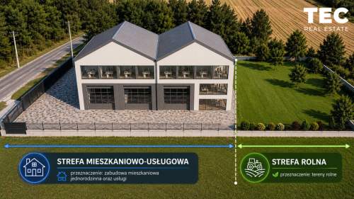 Działka mieszkaniowo usługowa 13,64ar Lusina