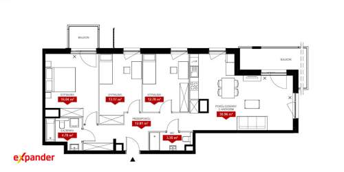 4 pokoje 94,1 m 2 balkony Szybki termin odbioru