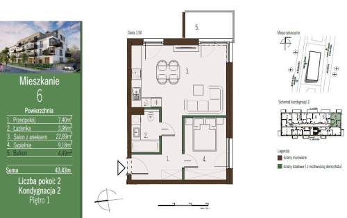Nowe 2 pokoje 43,43 m 1 piętro Osiedle Świerkowa