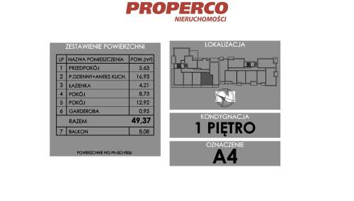 Mieszkanie 3 pok., 49,37 m2, ul. Żeromskiego