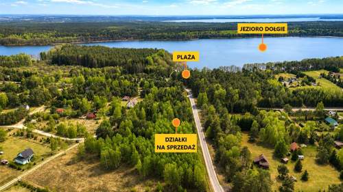 Działki budowlane ok. 270 m od jeziora Dołgie.
