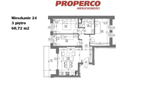 Mieszkanie 4 pok., 60,72 m2, ul. Żeromskiego
