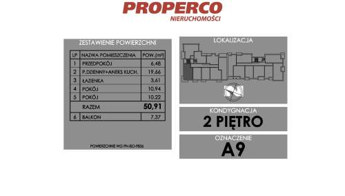 Mieszkanie 3 pok., 50,91 m2, ul. Żeromskiego