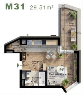 Kompaktowe mieszkanie 1-pokojowe 29,51 m Czyżyny