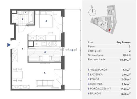 Mieszkanie 50m2 z ogromną loggą 17m2