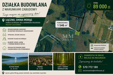 Działka budowlana WZ Łączno ,gmina Morąg