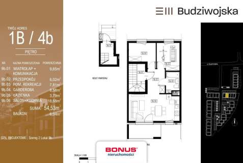 3- pokojowe Niski blok 54,53m2
