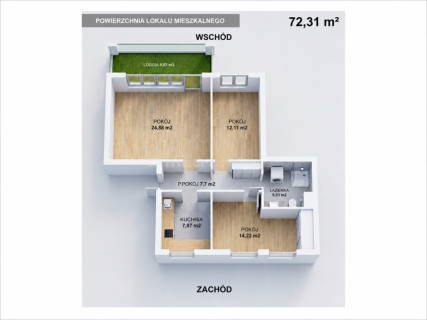 Mieszkanie na sprzedaż, 72,31 m2, Skierniewice