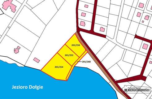 Dostęp do jeziora Dołgie, ok. 65 m linii brzegowej